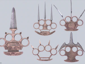 Koleksi buku jari berbilah Model 3D