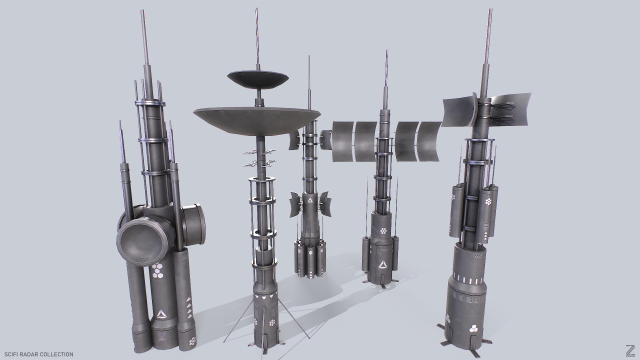 Scifi radar collection 3Dモデル .c4d .max .obj .3ds .fbx .stl .blend 