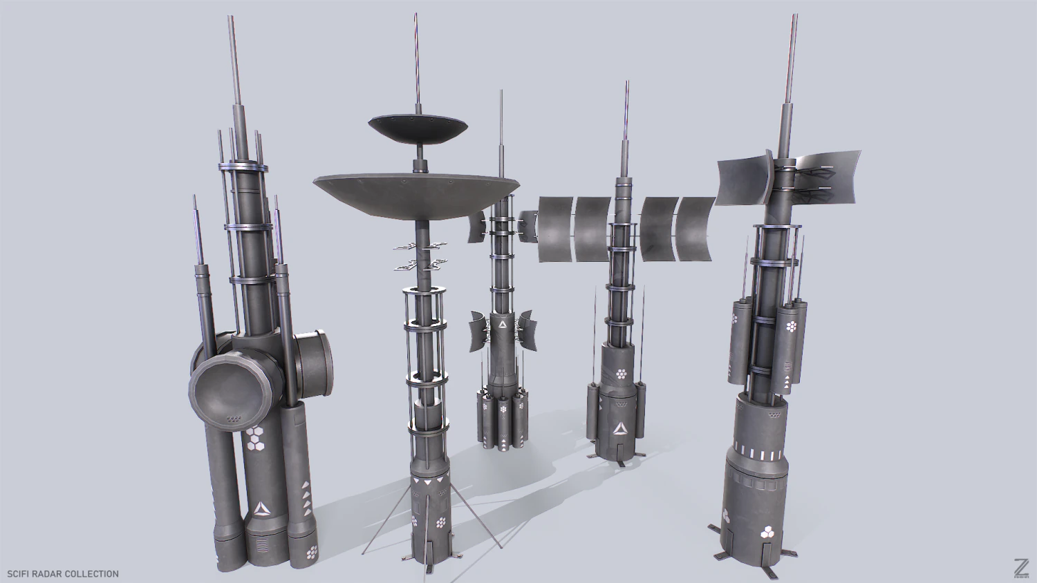 Scifi radar collection 3D Model .c4d .max .obj .3ds .fbx .stl .blend 