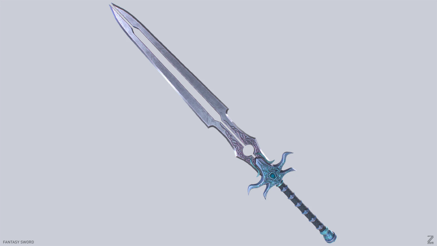 Fantasy sword 3D Model .c4d .max .obj .3ds .fbx .stl .blend 
