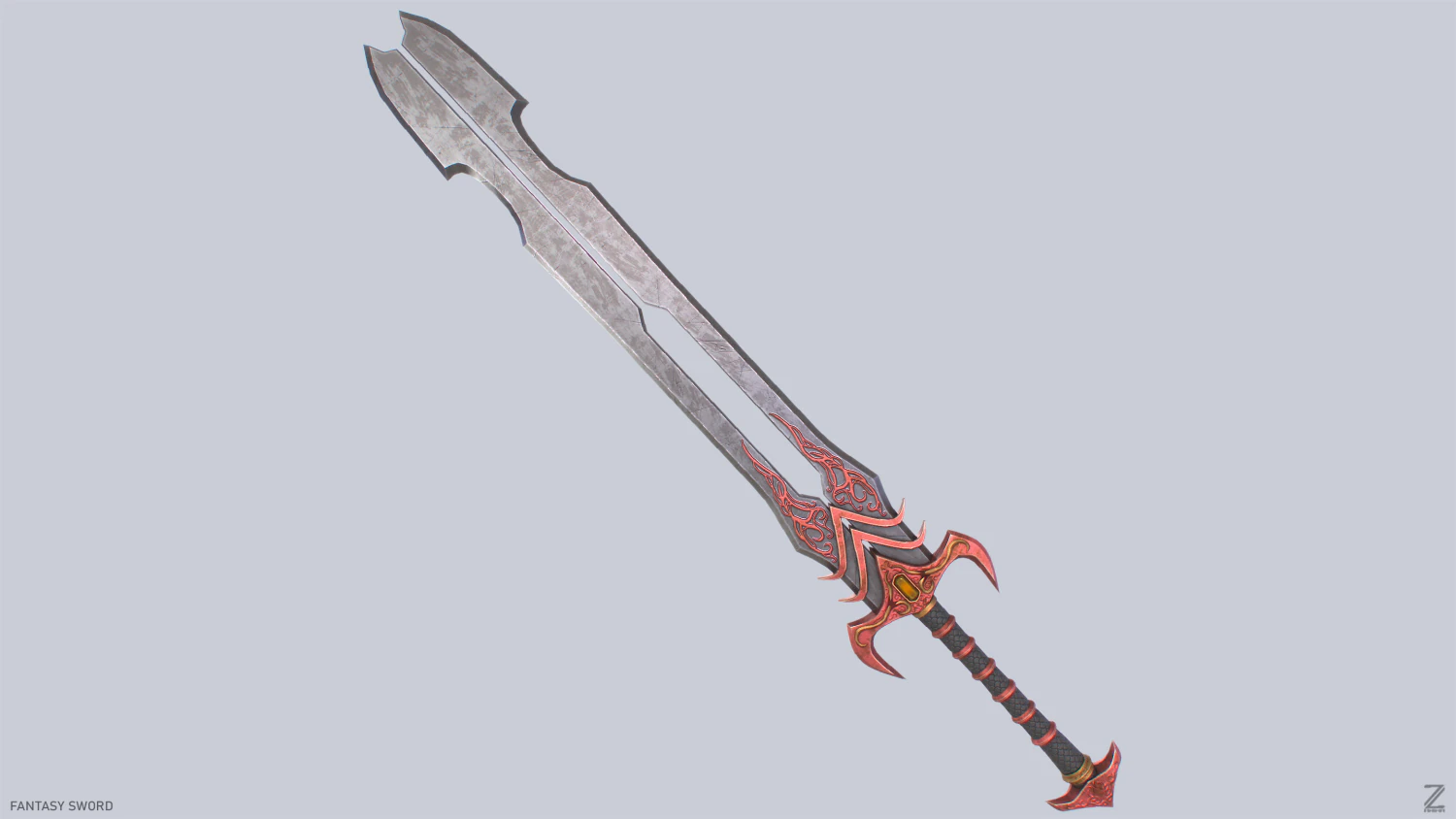 Fantasy sword 3D Model .c4d .max .obj .3ds .fbx .stl .blend 