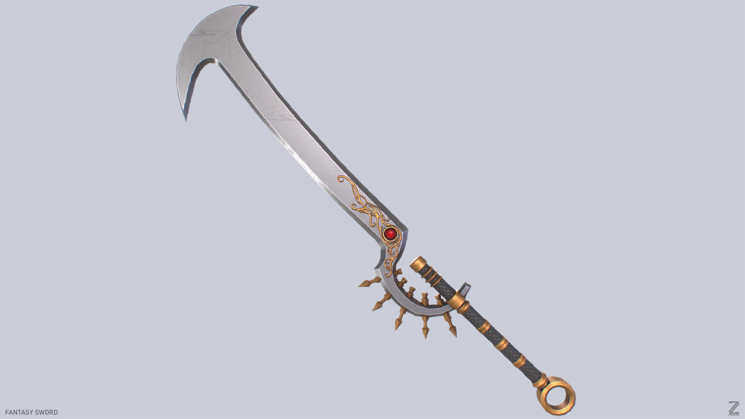 Fantasy sword 3D Model .c4d .max .obj .3ds .fbx .stl .blend 