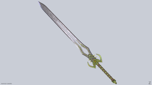 Fantasy sword 3D Модель .c4d .max .obj .3ds .fbx .stl .blend 