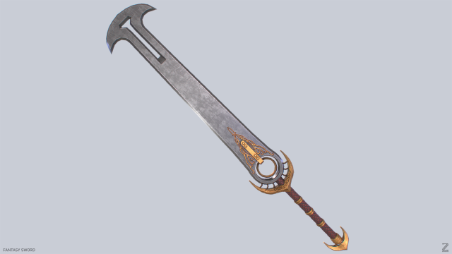 Fantasy sword 3D Model .c4d .max .obj .3ds .fbx .stl .blend 