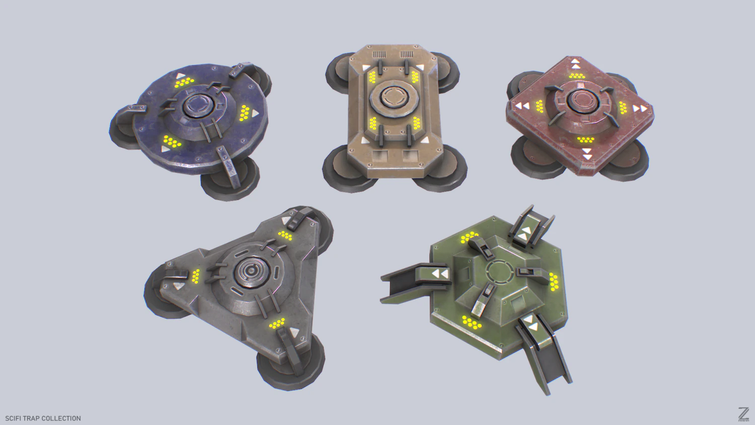 Scifi trap collection 3D Model .c4d .max .obj .3ds .fbx .stl .blend 