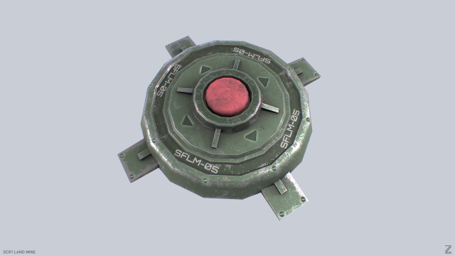 Sci fi land mine 3D Model .c4d .max .obj .3ds .fbx .stl .blend 