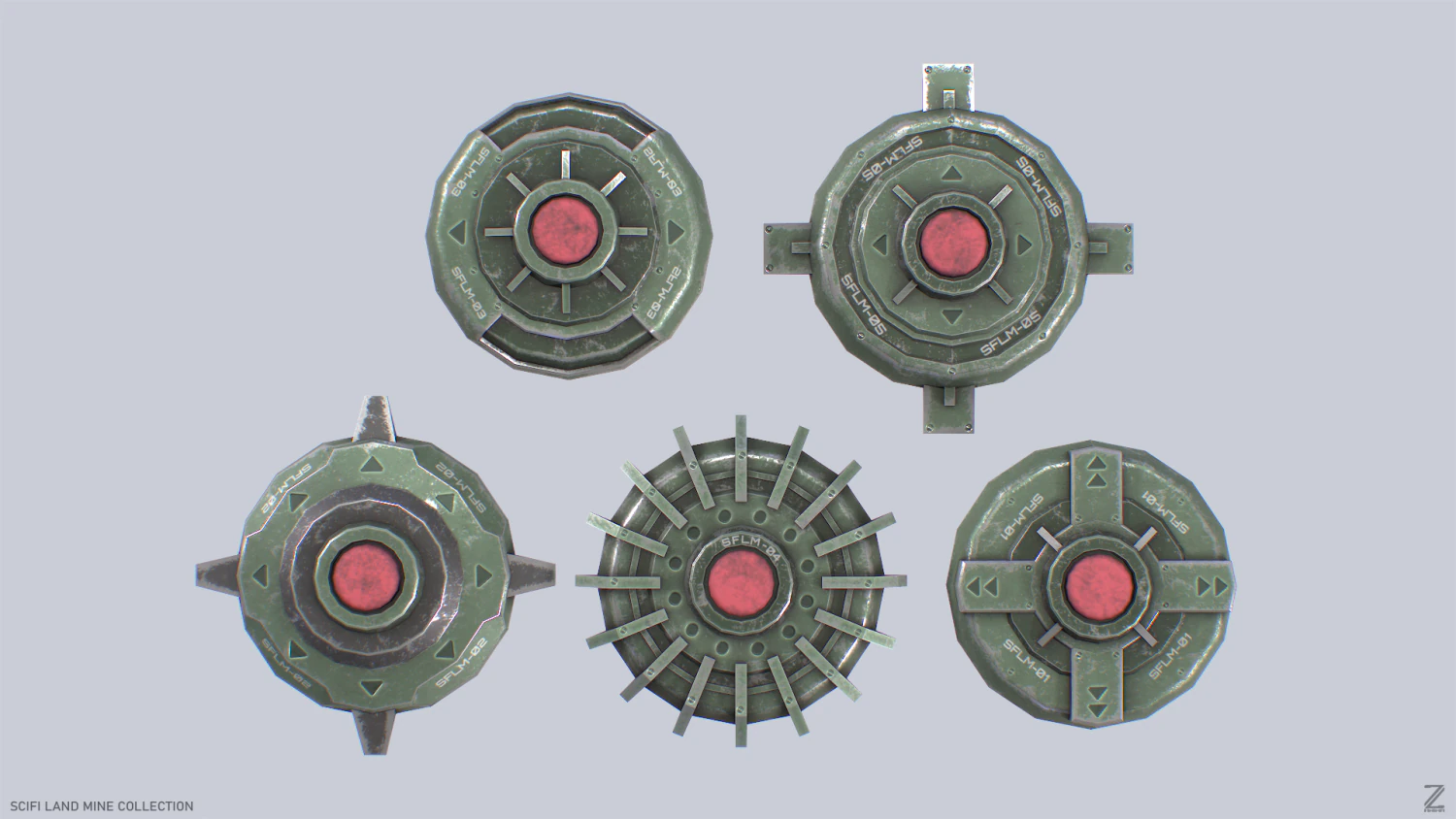 SF地雷コレクション 3Dモデル .c4d .max .obj .3ds .fbx .stl .blend 