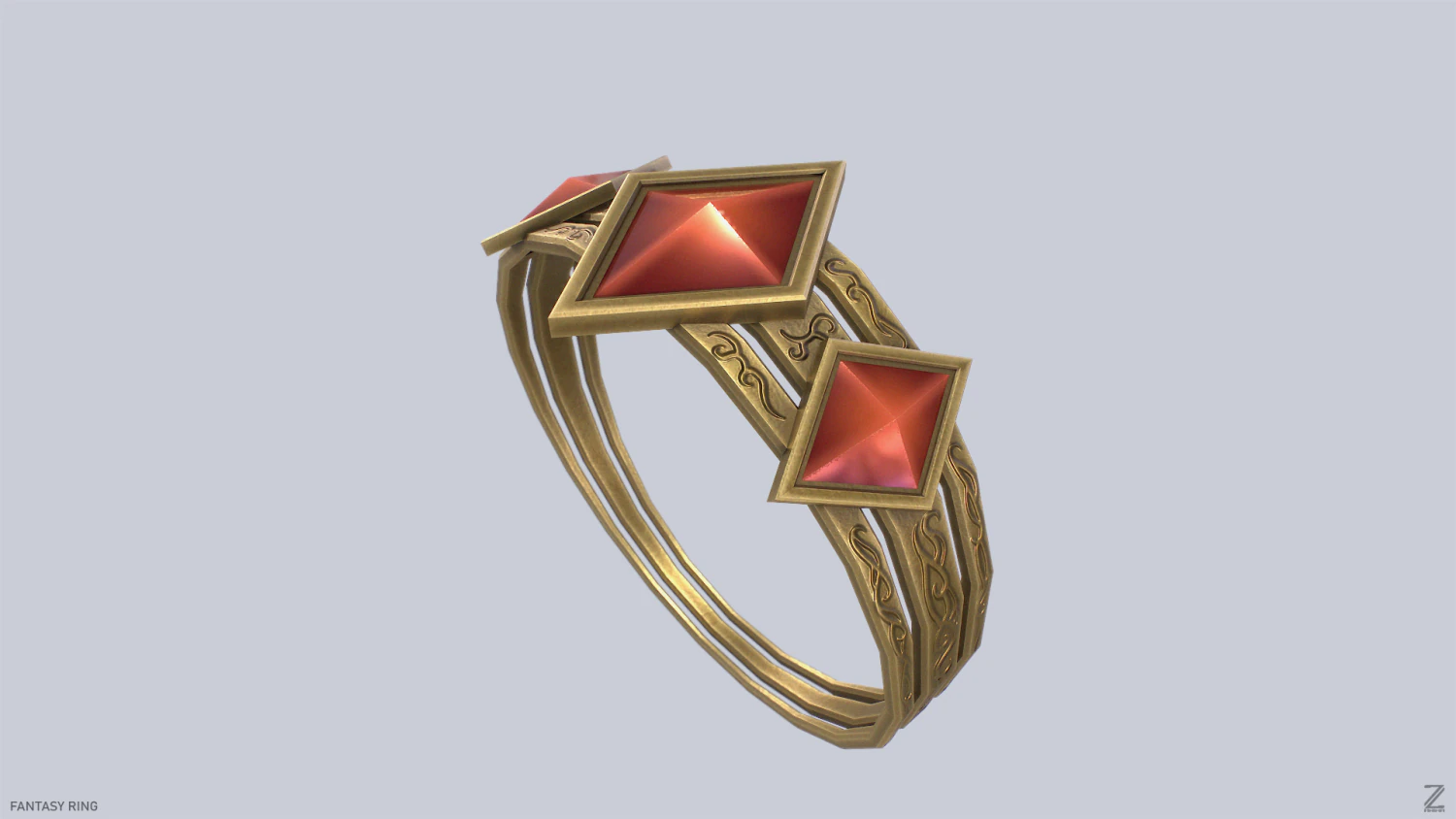Fantasy ring 3D Model .c4d .max .obj .3ds .fbx .stl .blend 