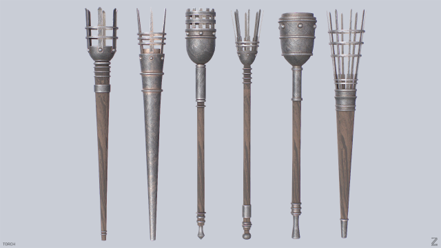 Torch collection 3D Model .c4d .max .obj .3ds .fbx .stl .blend 