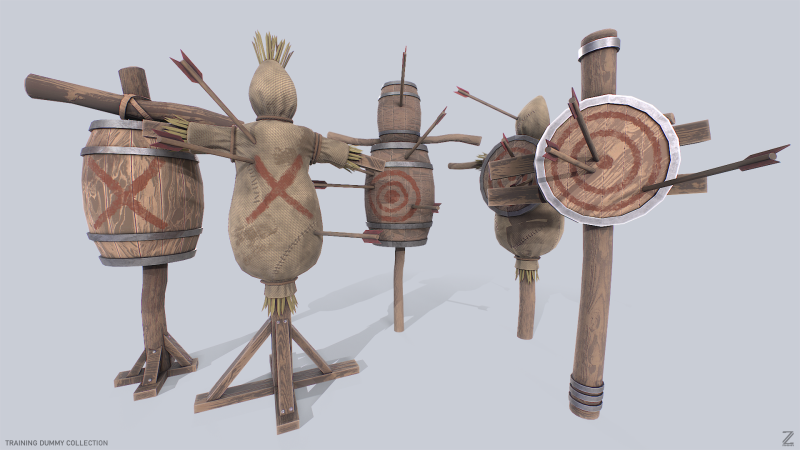 Training dummy collection 3D Модель .c4d .max .obj .3ds .fbx .stl .blend 