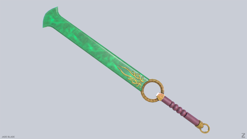Jade blade 3D Model .c4d .max .obj .3ds .fbx .stl .blend 