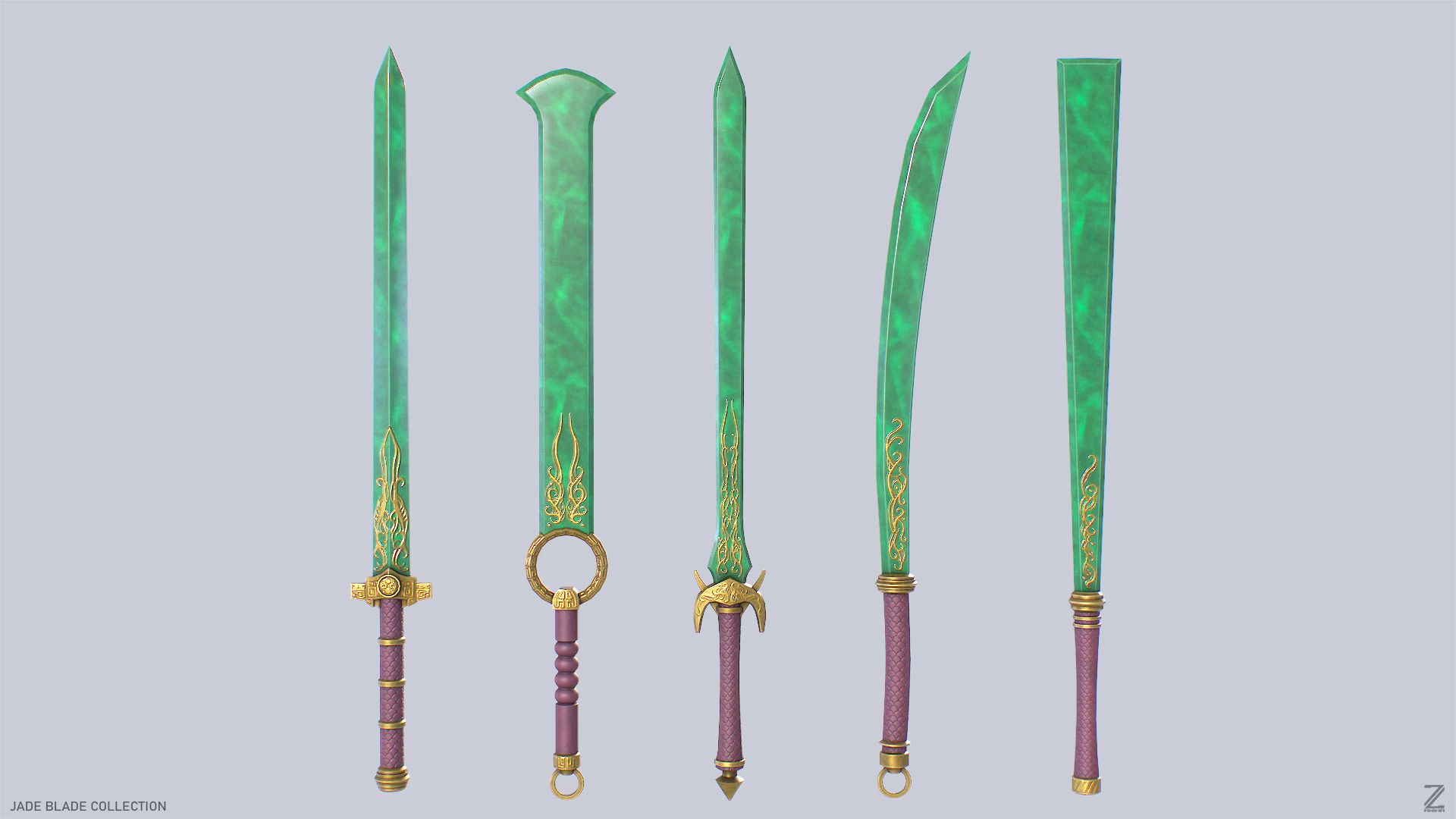 Jade blade collection 3D Model .c4d .max .obj .3ds .fbx .stl .blend 