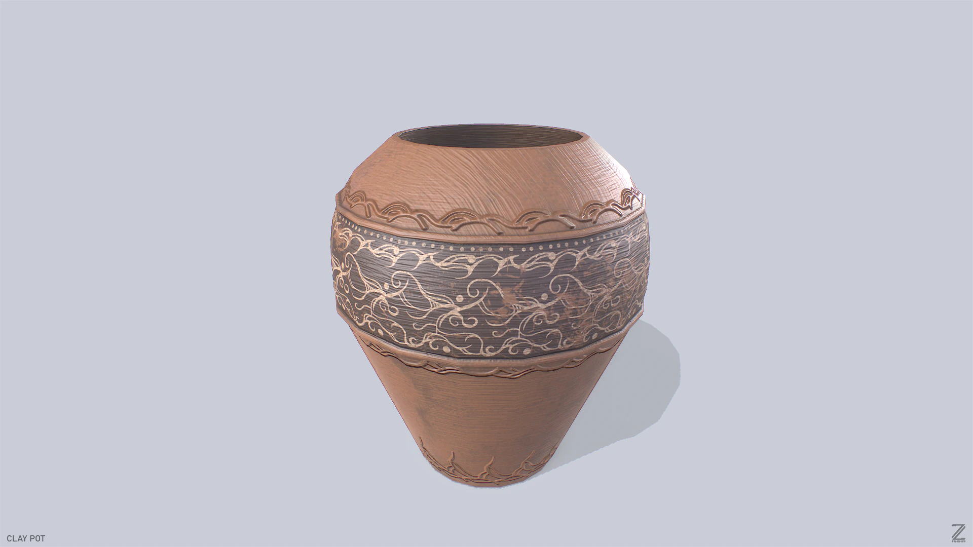 Clay pot 3D Model .c4d .max .obj .3ds .fbx .stl .blend 