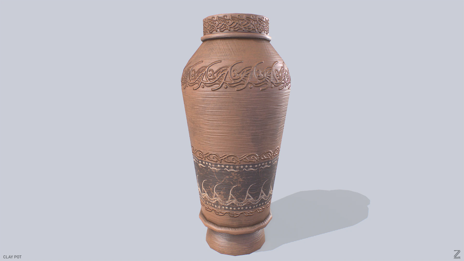 Clay pot 3D Model .c4d .max .obj .3ds .fbx .stl .blend 