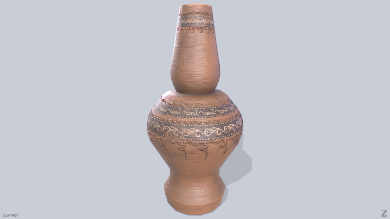 Clay pot 3D 모델 .c4d .max .obj .3ds .fbx .stl .blend 