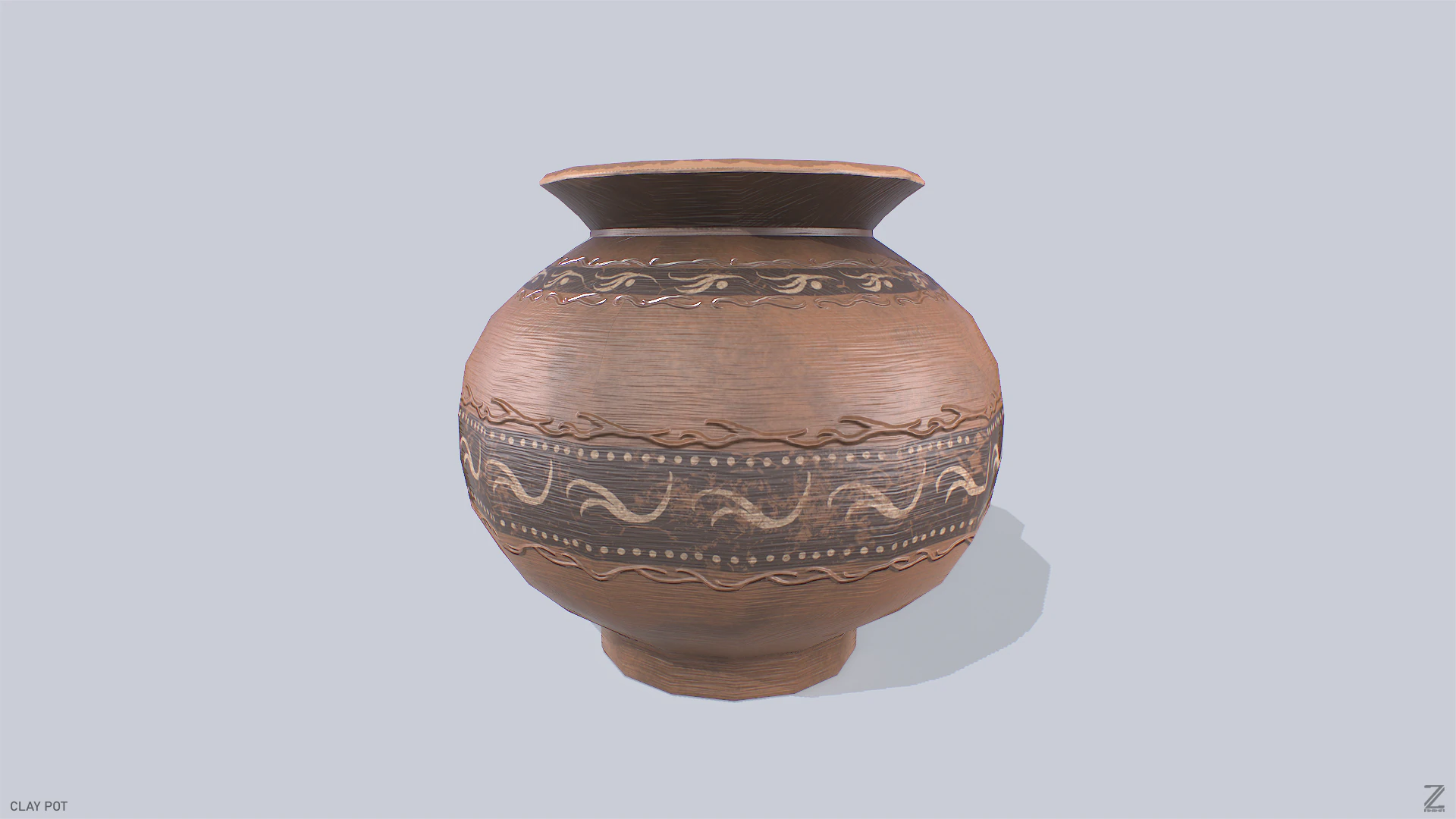 Clay pot 3D Model .c4d .max .obj .3ds .fbx .stl .blend 