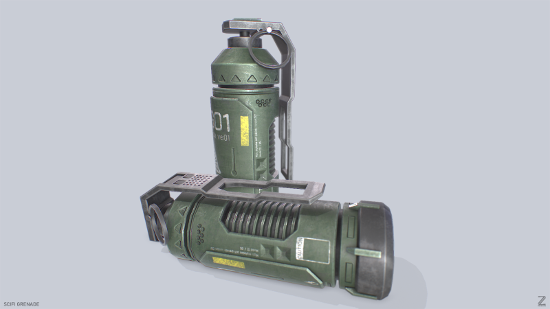 Scifi grenade Model 3D .c4d .max .obj .3ds .fbx .stl .blend 