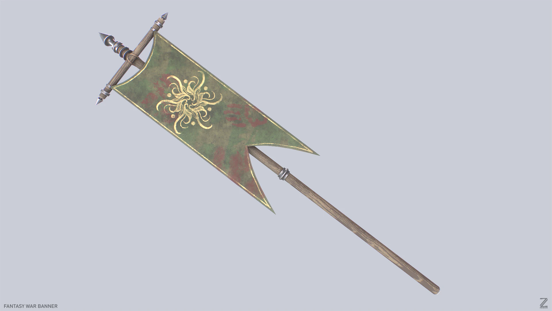 Fantasy war banner 3D Model .c4d .max .obj .3ds .fbx .stl .blend