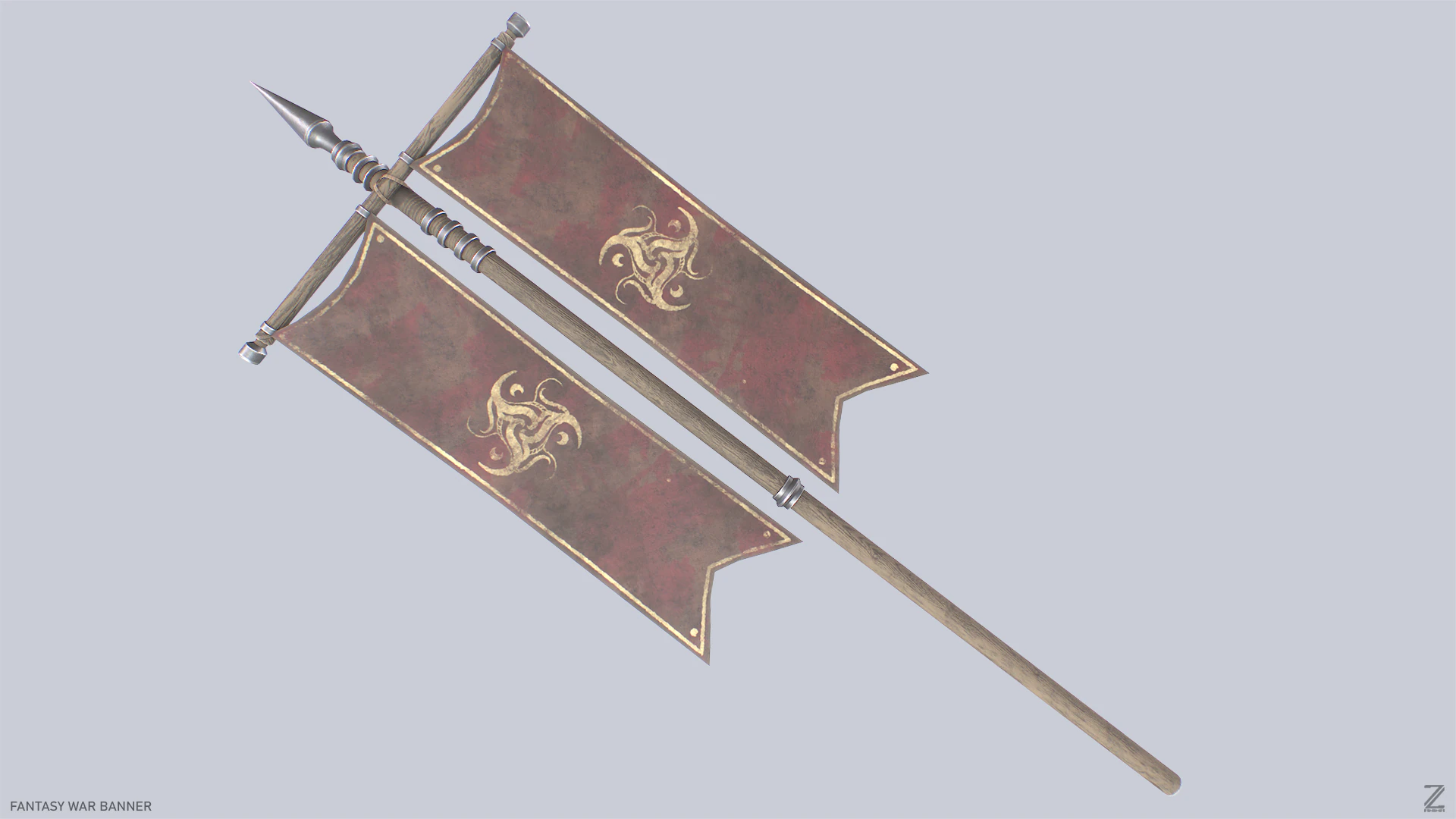 Fantasy war banner 3D Model .c4d .max .obj .3ds .fbx .stl .blend 