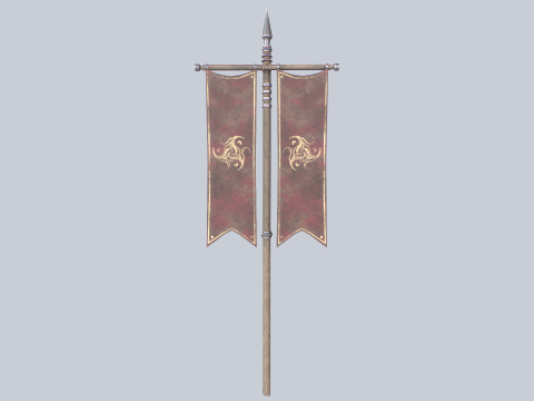 Fantasy war banner 3D 모델