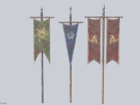 Fantasy war banner collection 3D Модель