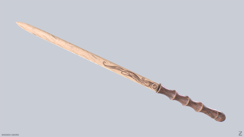 Wooden sword 3D मॉडल .c4d .max .obj .3ds .fbx .stl .blend 