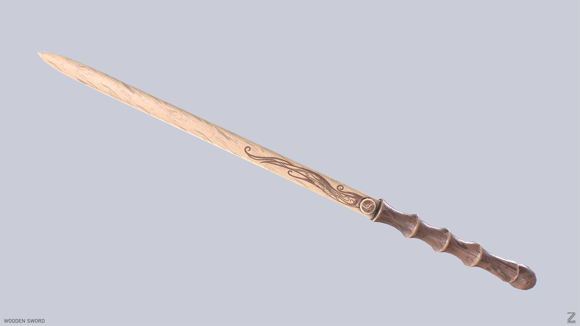 Wooden sword 3D Model .c4d .max .obj .3ds .fbx .stl .blend 