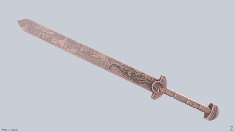 Wooden sword 3D 模型 .c4d .max .obj .3ds .fbx .stl .blend 