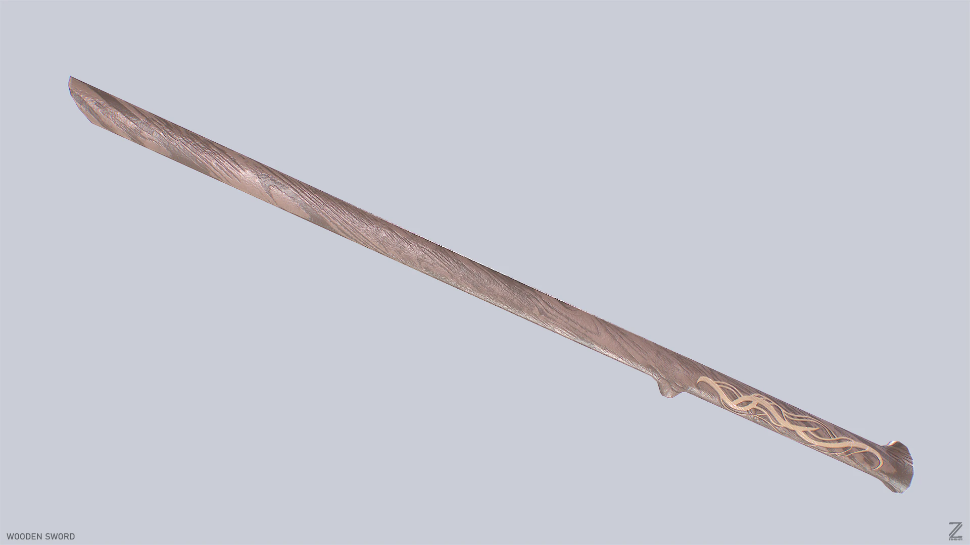 Wooden sword 3D Model .c4d .max .obj .3ds .fbx .stl .blend