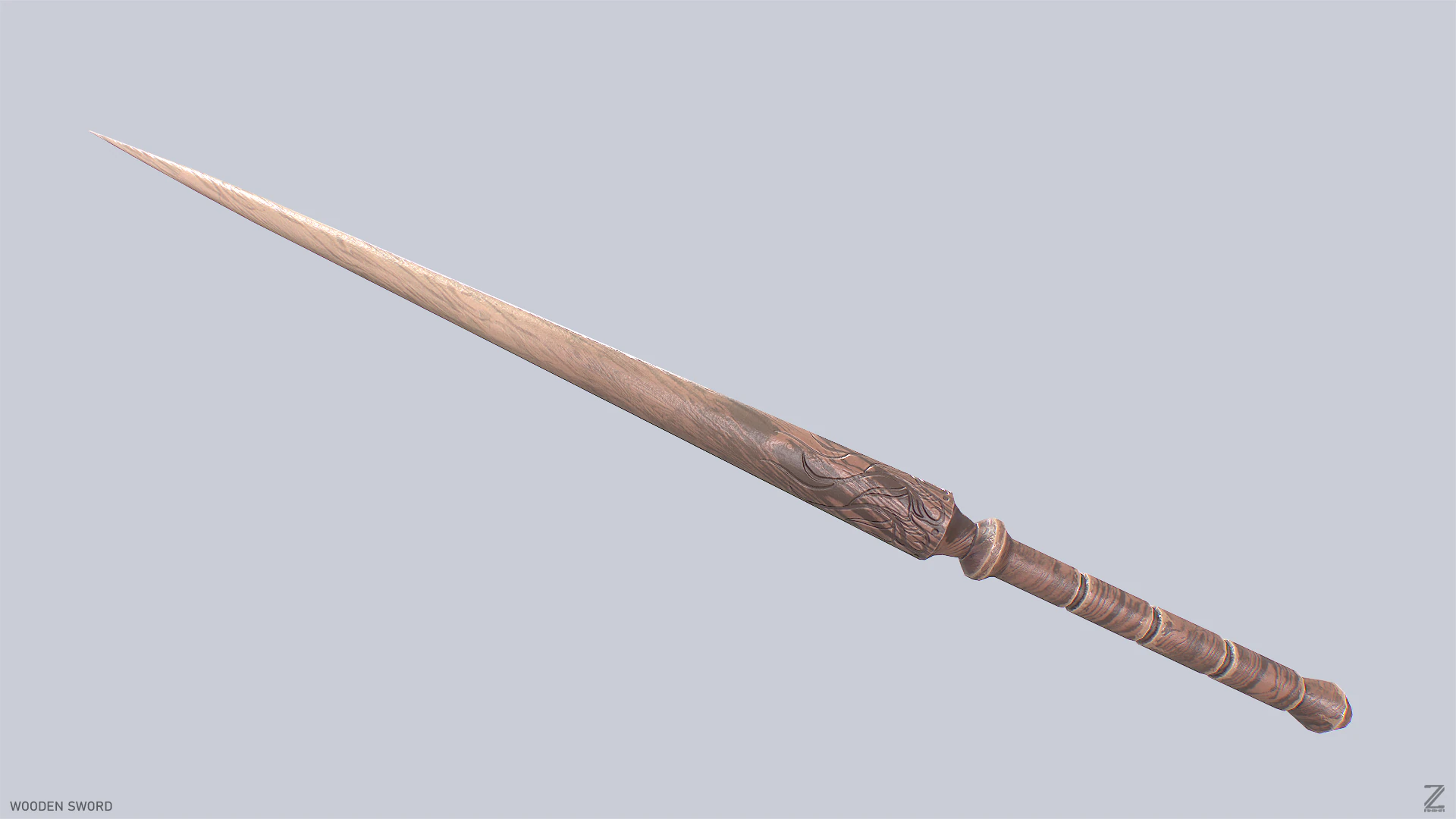Wooden sword 3D Model .c4d .max .obj .3ds .fbx .stl .blend 