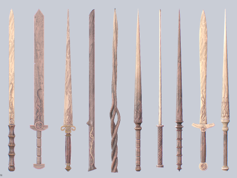 Wooden sword collection 3D Model