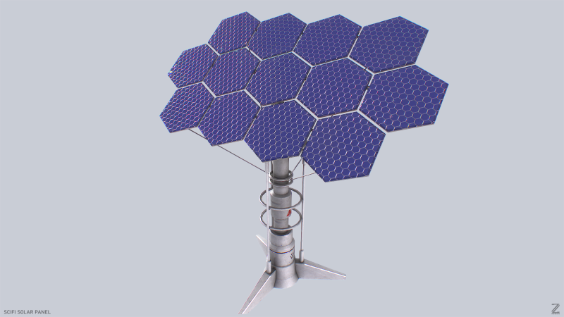 Scifi solar panel 3D Model .c4d .max .obj .3ds .fbx .stl .blend 