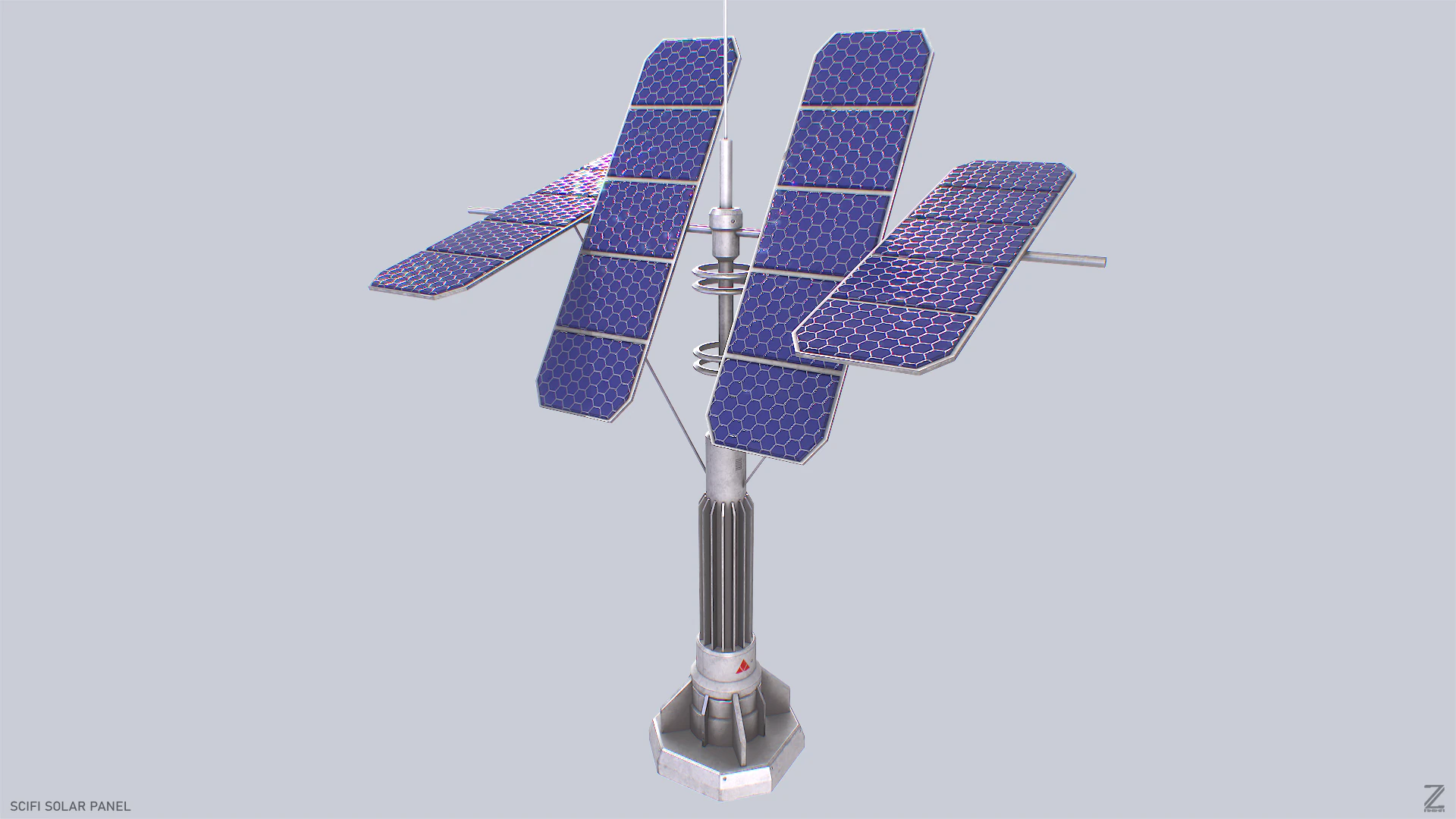 공상 과학 태양 전지 패널 3D 모델 .c4d .max .obj .3ds .fbx .stl .blend 