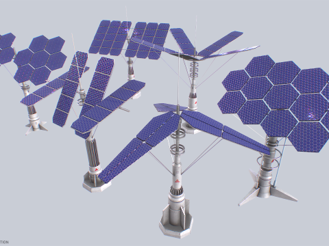 Scifi solar panel collection Modello 3D