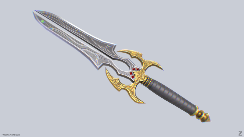 Fantasy dagger Modelo 3D .c4d .max .obj .3ds .fbx .stl .blend 