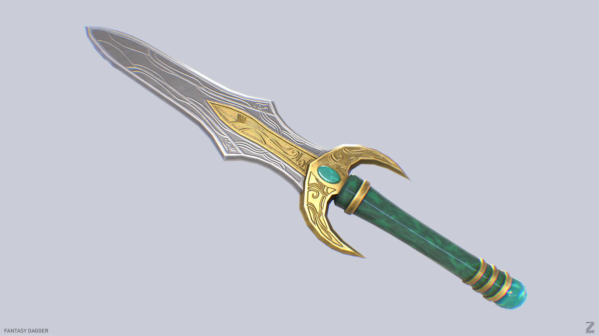 Fantasy dagger 3D Model .c4d .max .obj .3ds .fbx .stl .blend 