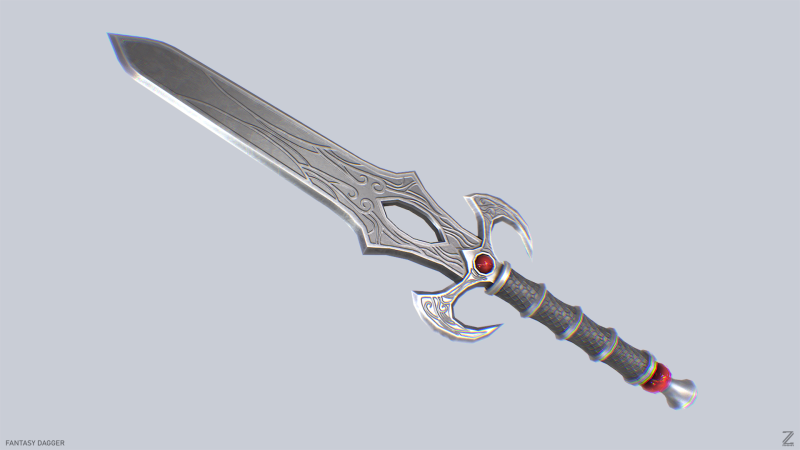 Fantasy dagger Model 3D .c4d .max .obj .3ds .fbx .stl .blend 