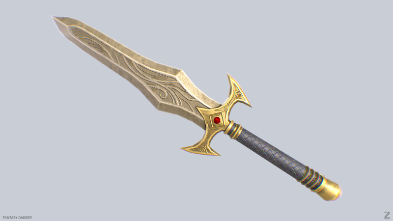 Fantasy dagger 3D 模型 .c4d .max .obj .3ds .fbx .stl .blend 