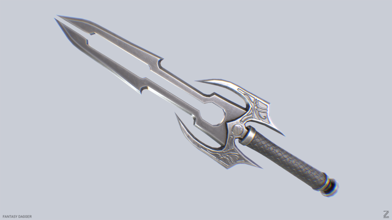 Fantasy dagger 3D Model .c4d .max .obj .3ds .fbx .stl .blend 