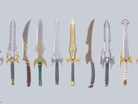Fantasy dagger collection 3D-Modell