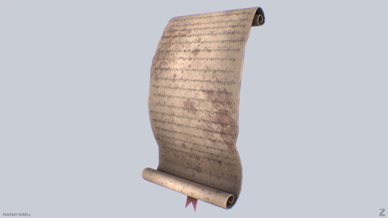Fantasy scroll 3D Model .c4d .max .obj .3ds .fbx .stl .blend 