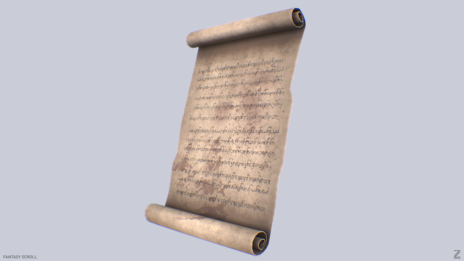 Fantasy scroll 3D Model .c4d .max .obj .3ds .fbx .stl .blend