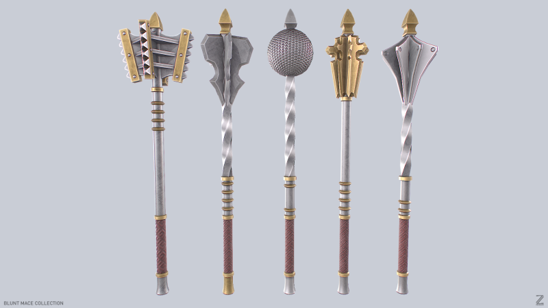 Blunt mace collection Modelo 3D .c4d .max .obj .3ds .fbx .stl .blend 