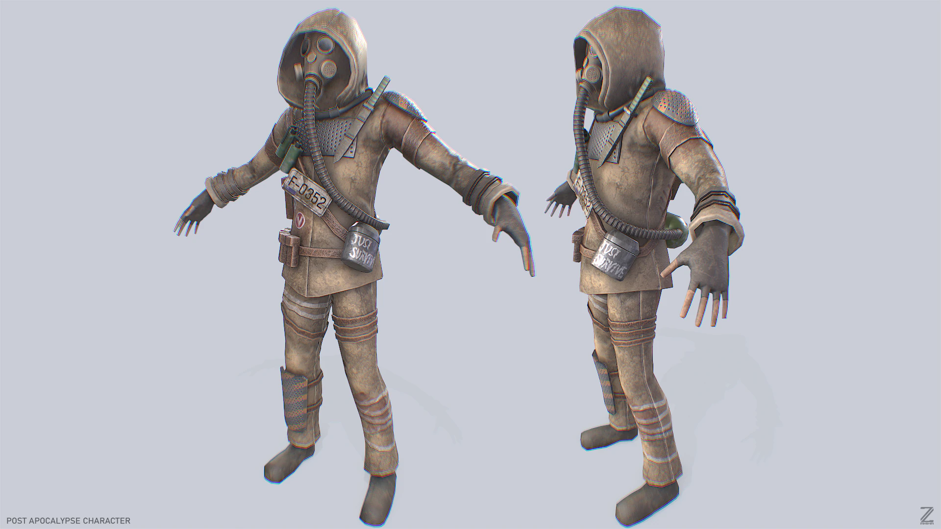 Post apocalypse character 3D Model .c4d .max .obj .3ds .fbx .stl .blend 
