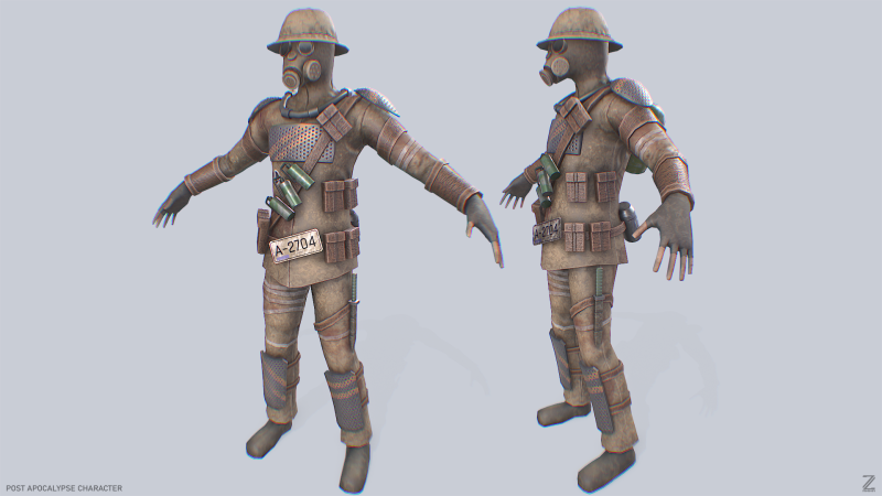 Post apocalypse character Model 3D .c4d .max .obj .3ds .fbx .stl .blend 