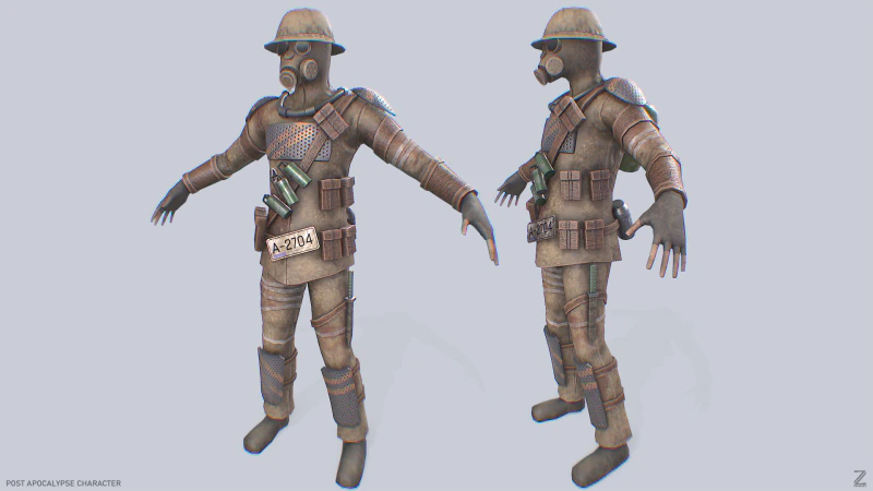 Post apocalypse character 3D Model .c4d .max .obj .3ds .fbx .stl .blend 