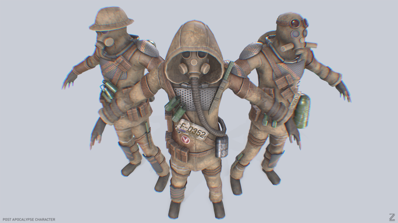 Post apocalypse character collection 3Dモデル .c4d .max .obj .3ds .fbx .stl .blend 