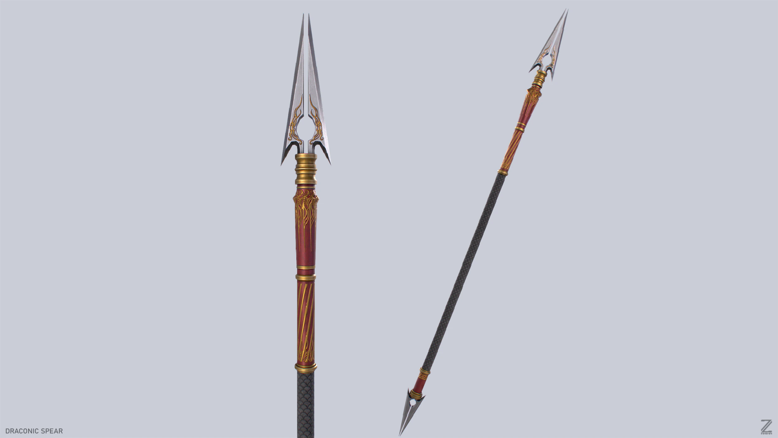 Draconic spear 3D Model .c4d .max .obj .3ds .fbx .stl .blend 