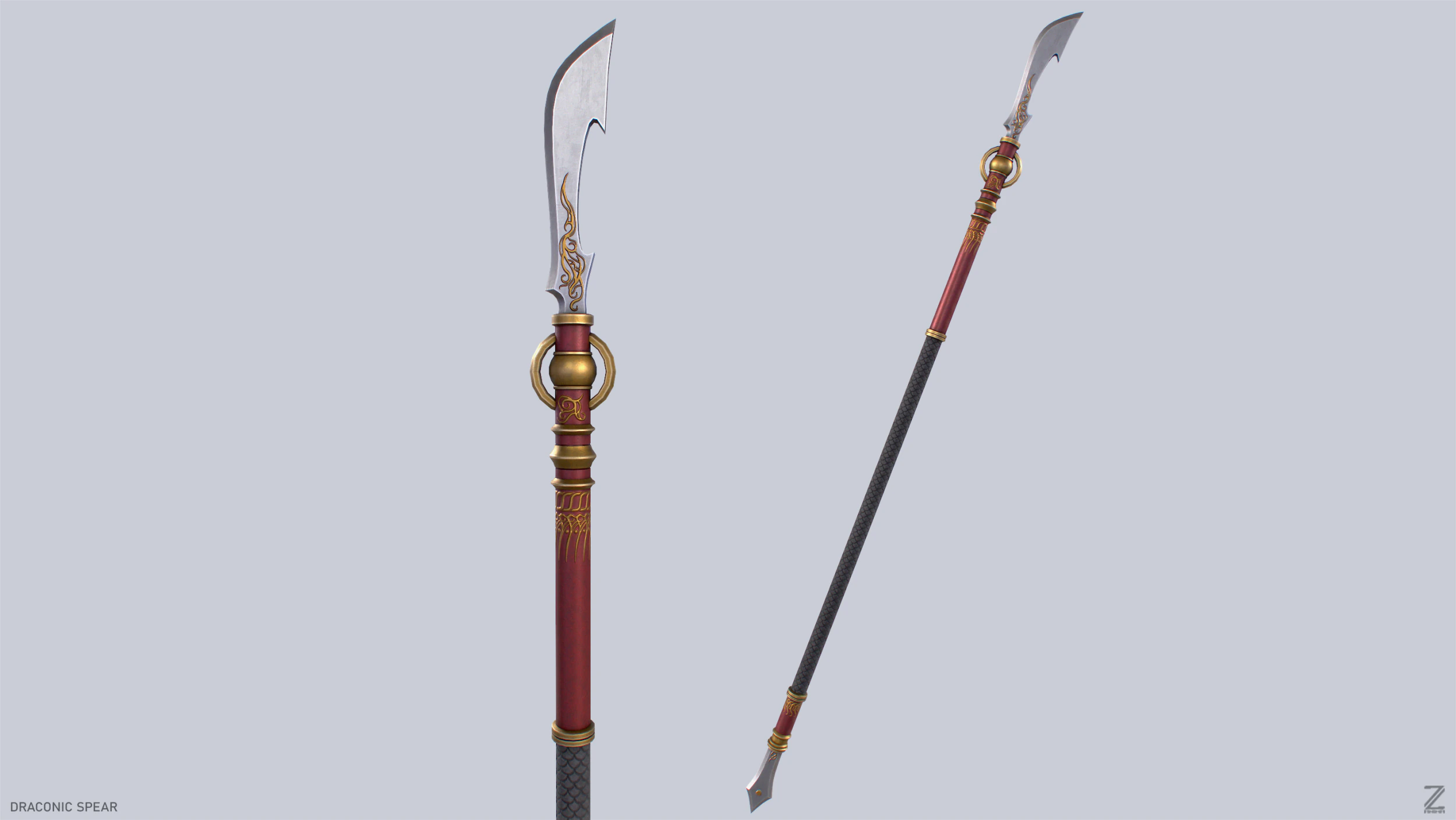 Draconic spear 3D Model .c4d .max .obj .3ds .fbx .stl .blend 