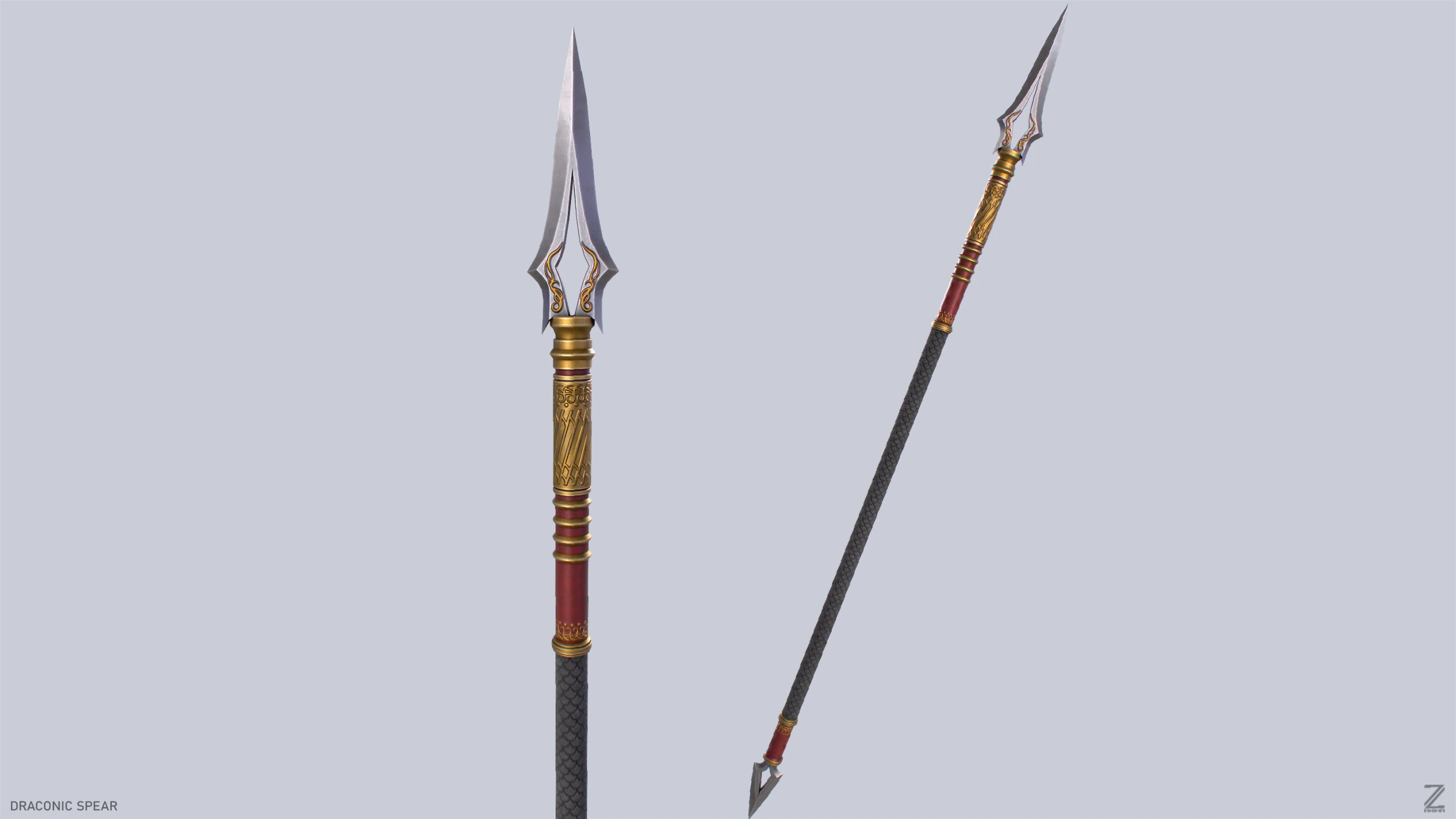 Draconic spear 3D Model .c4d .max .obj .3ds .fbx .stl .blend 